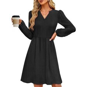 MEROKEETY‎ Ribbed Knit Sweater Dress Women’s Small Black Long Sleeve Mini NEW